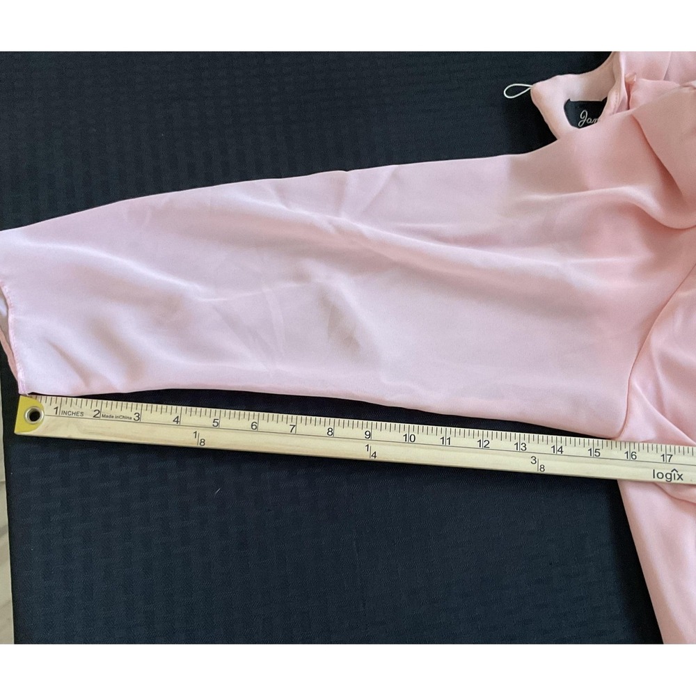 Jamie Shirt Womens 2XL Pink Chiffon Sheer Long Sleeve Draped Tulip Hem Blouse - Picture 7 of 8